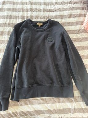 Burberry Gray Crewneck with Embossed Oval Logo Patch